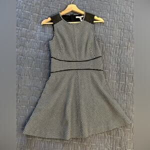 Derek Lam 10 Crosby Flannel Dress w Leather Trim